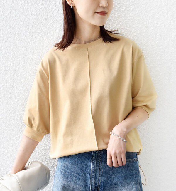 SHIPS for women「【WEB限定】〈接触冷感 / 汗染み防止加工〉オーガニック コットン 裾 ドロスト トップス」|Tシャツ・カットソー|