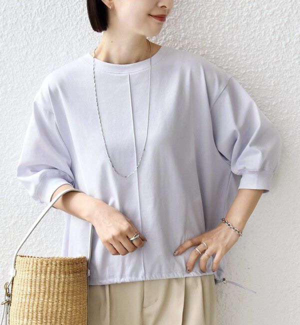 SHIPS for women「【WEB限定】〈接触冷感 / 汗染み防止加工〉オーガニック コットン 裾 ドロスト トップス」|Tシャツ・カットソー|ライラック