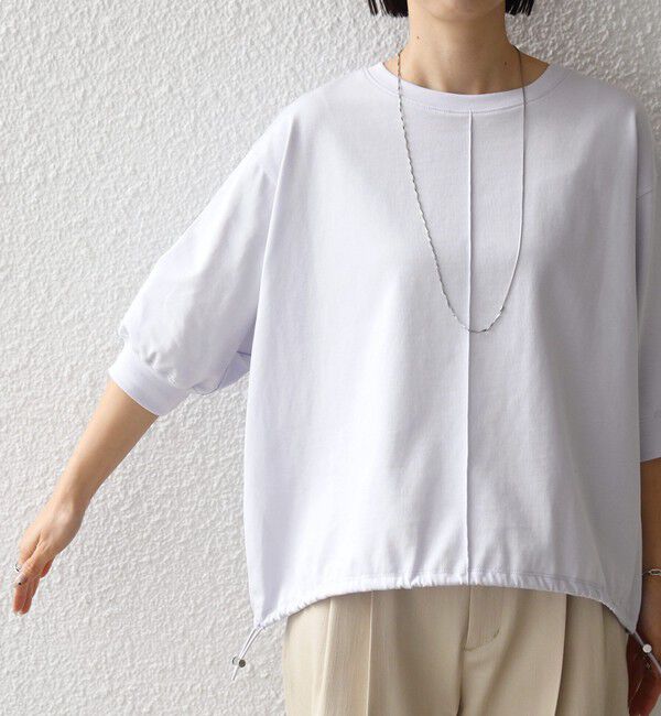 SHIPS for women「【WEB限定】〈接触冷感 / 汗染み防止加工〉オーガニック コットン 裾 ドロスト トップス」|Tシャツ・カットソー|