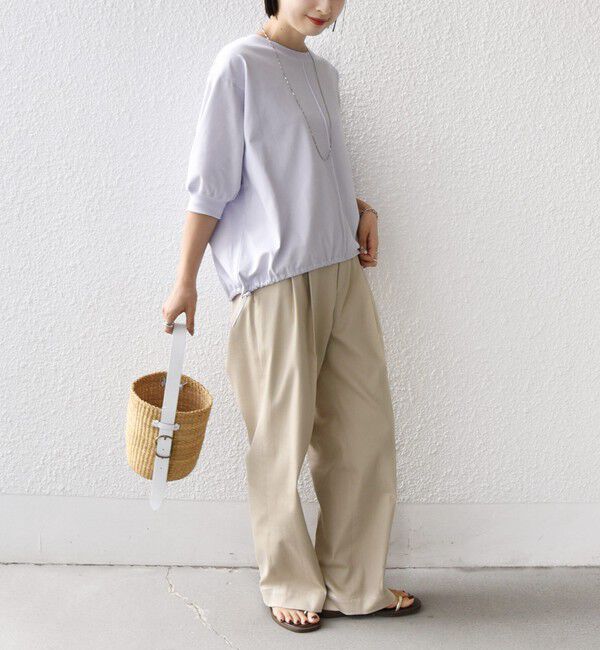 SHIPS for women「【WEB限定】〈接触冷感 / 汗染み防止加工〉オーガニック コットン 裾 ドロスト トップス」|Tシャツ・カットソー|