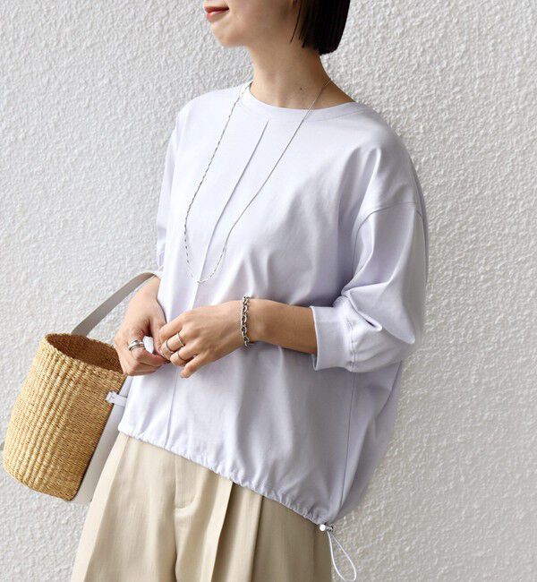 SHIPS for women「【WEB限定】〈接触冷感 / 汗染み防止加工〉オーガニック コットン 裾 ドロスト トップス」|Tシャツ・カットソー|