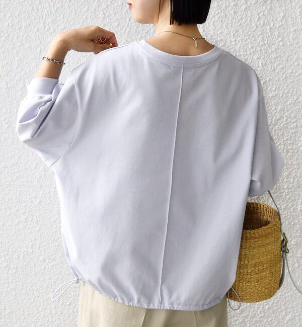 SHIPS for women「【WEB限定】〈接触冷感 / 汗染み防止加工〉オーガニック コットン 裾 ドロスト トップス」|Tシャツ・カットソー|