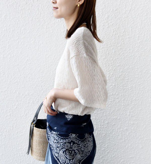 SHIPS for women「〈手洗い可能〉ランダム ブルーゼ 5分袖 プルオーバー」|Tシャツ・カットソー|