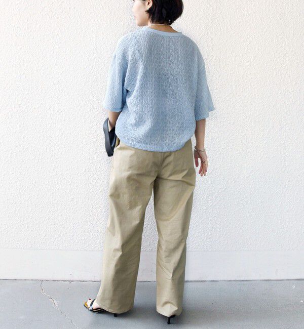 SHIPS for women「〈手洗い可能〉ランダム ブルーゼ 5分袖 プルオーバー」|Tシャツ・カットソー|