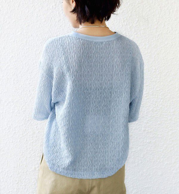 SHIPS for women「〈手洗い可能〉ランダム ブルーゼ 5分袖 プルオーバー」|Tシャツ・カットソー|