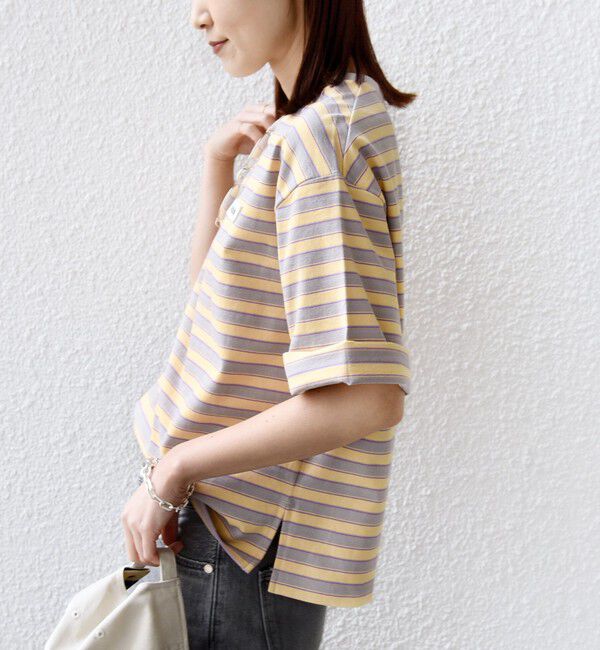 SHIPS for women「【WEB限定】マルチ ボーダー 5分袖 TEE」|Tシャツ・カットソー|