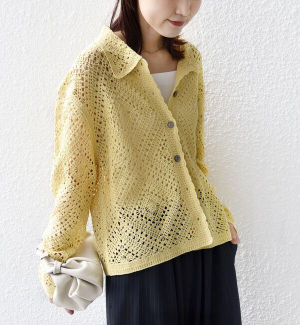 SHIPS for women「【WEB限定】〈手洗い可能〉クロシェ ニット カーディガン」|カーディガン|