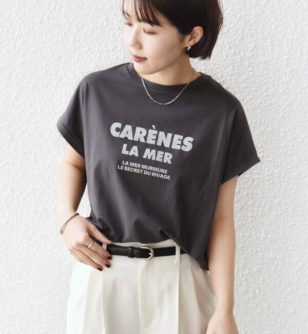 SHIPS for women「メルティ コットン プリント ロゴ ショート スリーブ Tシャツ」|Tシャツ・カットソー|ダークグレー