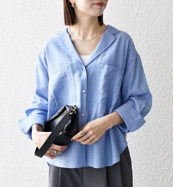 SHIPS any「《追加予約》SHIPS any:〈手洗い可能〉オープン カラー ポケット シャツ」|シャツ・ブラウス|