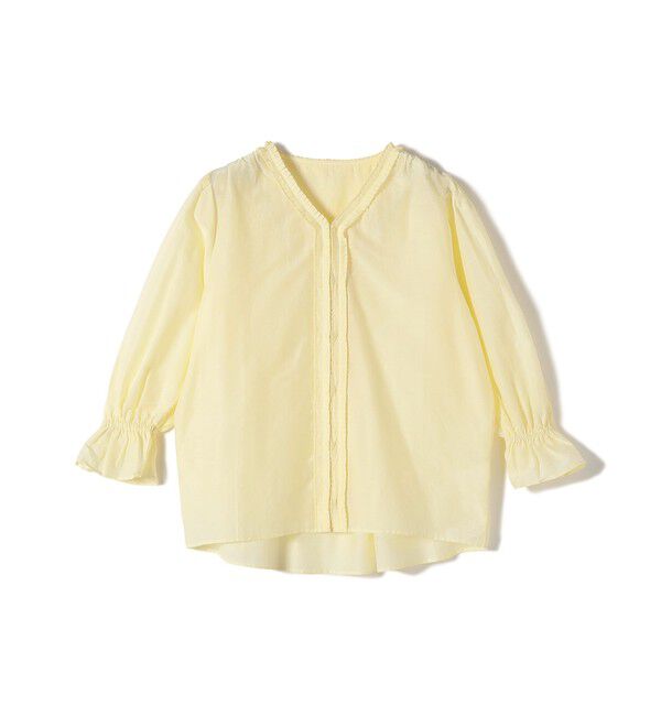 SHIPS for women「〈手洗い可能〉綿 シルク Vネック フリル タック ブラウス」|シャツ・ブラウス|