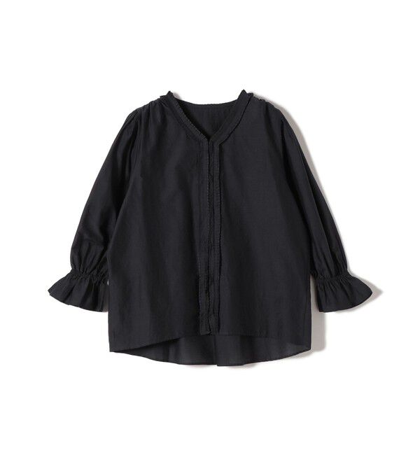 SHIPS for women「〈手洗い可能〉綿 シルク Vネック フリル タック ブラウス」|シャツ・ブラウス|