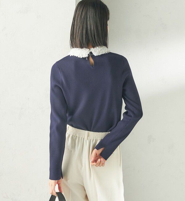 SHIPS for women「〈手洗い可能〉2WAY ポリエステル フリル カラー リブ ニット」|ニット・セーター|