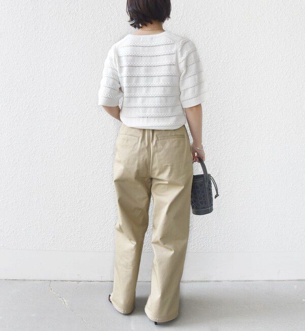 SHIPS for women「〈手洗い可能〉コットン レース柄 ショート スリーブ プルオーバー」|ニット・セーター|