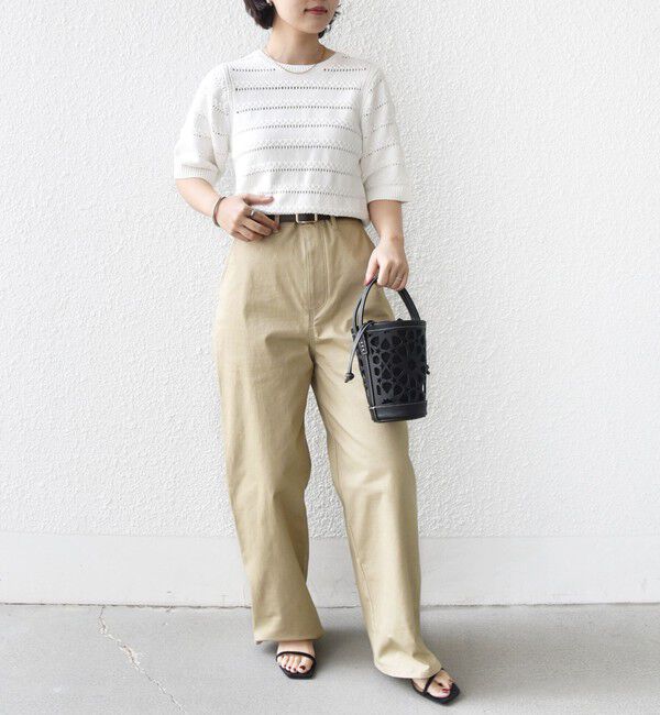 SHIPS for women「〈手洗い可能〉コットン レース柄 ショート スリーブ プルオーバー」|ニット・セーター|