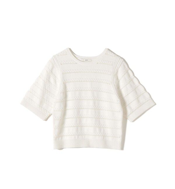 SHIPS for women「〈手洗い可能〉コットン レース柄 ショート スリーブ プルオーバー」|ニット・セーター|