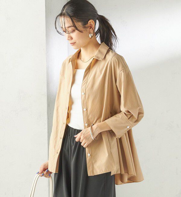 SHIPS for women「〈手洗い可能〉ポリエステル コットン ギャザー 切替 羽織 シャツ」|シャツ・ブラウス|