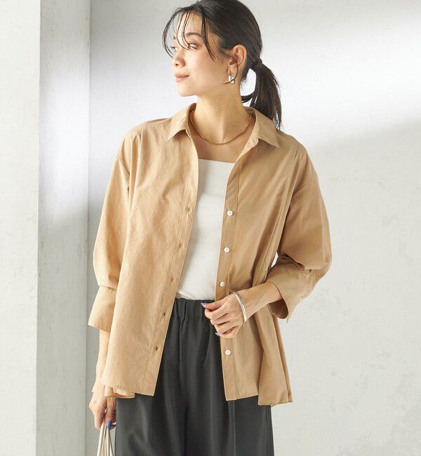 SHIPS for women「〈手洗い可能〉ポリエステル コットン ギャザー 切替 羽織 シャツ」|シャツ・ブラウス|