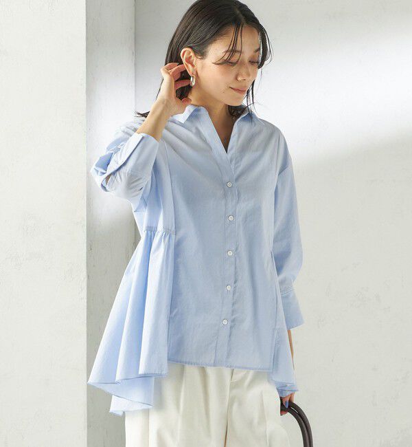 SHIPS for women「〈手洗い可能〉ポリエステル コットン ギャザー 切替 羽織 シャツ」|シャツ・ブラウス|