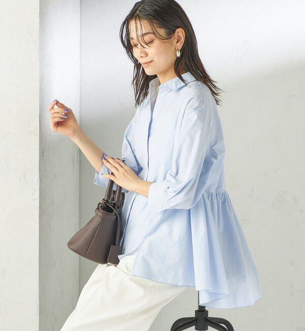 SHIPS for women「〈手洗い可能〉ポリエステル コットン ギャザー 切替 羽織 シャツ」|シャツ・ブラウス|