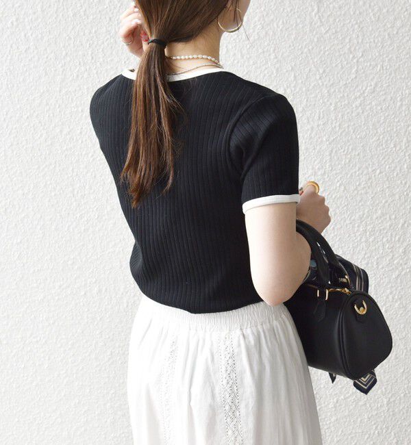 SHIPS any「SHIPS any:〈洗濯機可能〉テレコ リブ バイカラー ショートスリーブ TEE」|Tシャツ・カットソー|