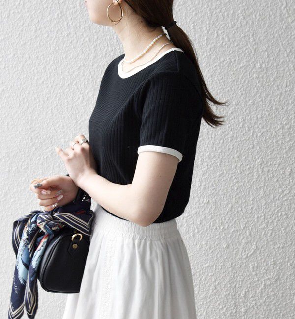 SHIPS any「SHIPS any:〈洗濯機可能〉テレコ リブ バイカラー ショートスリーブ TEE」|Tシャツ・カットソー|