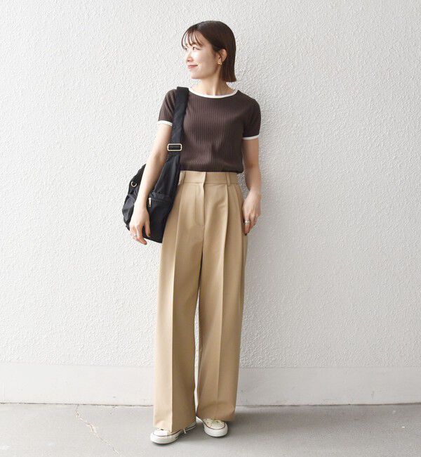 SHIPS any「SHIPS any:〈洗濯機可能〉テレコ リブ バイカラー ショートスリーブ TEE」|Tシャツ・カットソー|