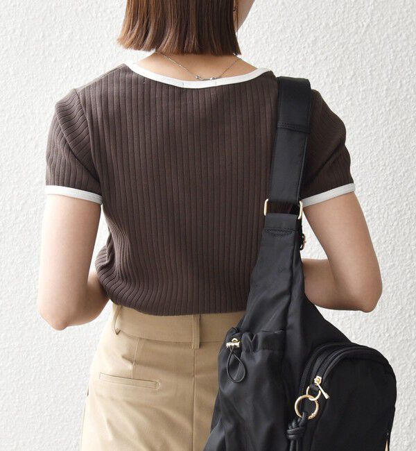 SHIPS any「SHIPS any:〈洗濯機可能〉テレコ リブ バイカラー ショートスリーブ TEE」|Tシャツ・カットソー|