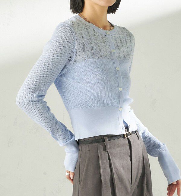 SHIPS for women「堀田茜&times;SHIPS:〈手洗い可能〉アイレット ニット カーディガン」|カーディガン|ライトブルー