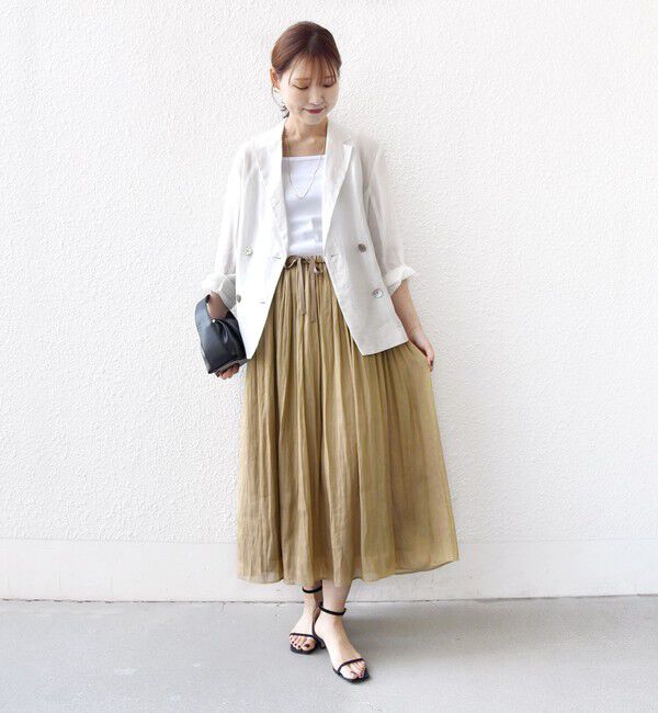 SHIPS for women「〈手洗い可能〉シアー メッシュ ギャザー スカート」|スカート|