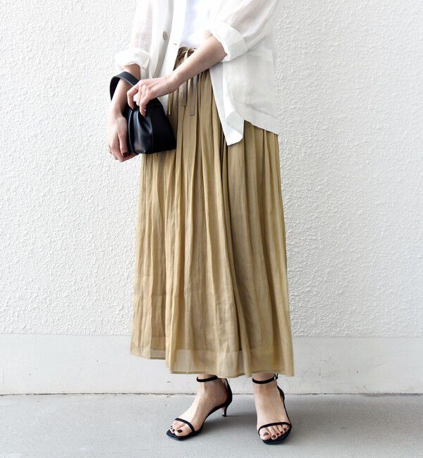 SHIPS for women「〈手洗い可能〉シアー メッシュ ギャザー スカート」|スカート|