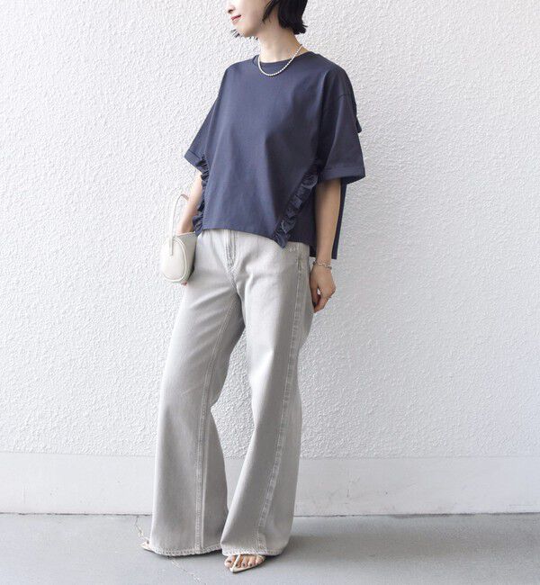 SHIPS for women「《予約》【WEB限定】〈接触冷感〉オーガニック コットン フリル TEE」|Tシャツ・カットソー|