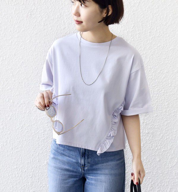 SHIPS for women「《予約》【WEB限定】〈接触冷感〉オーガニック コットン フリル TEE」|Tシャツ・カットソー|