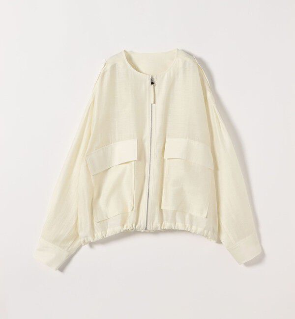 quaranciel「《予約》quaranciel:〈手洗い可能〉リネン ミックス ノーカラー ドロスト ブルゾン」|ブルゾン・スタジャン|