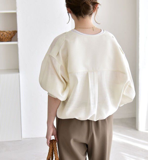 quaranciel「《予約》quaranciel:〈手洗い可能〉リネン ミックス ノーカラー ドロスト ブルゾン」|ブルゾン・スタジャン|