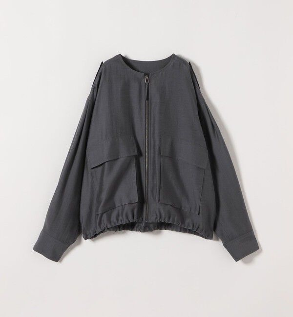 quaranciel「《予約》quaranciel:〈手洗い可能〉リネン ミックス ノーカラー ドロスト ブルゾン」|ブルゾン・スタジャン|