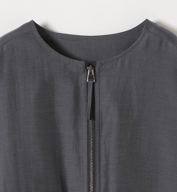 quaranciel「《予約》quaranciel:〈手洗い可能〉リネン ミックス ノーカラー ドロスト ブルゾン」|ブルゾン・スタジャン|