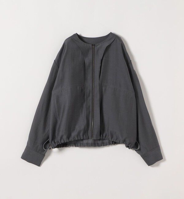 quaranciel「《予約》quaranciel:〈手洗い可能〉リネン ミックス ノーカラー ドロスト ブルゾン」|ブルゾン・スタジャン|