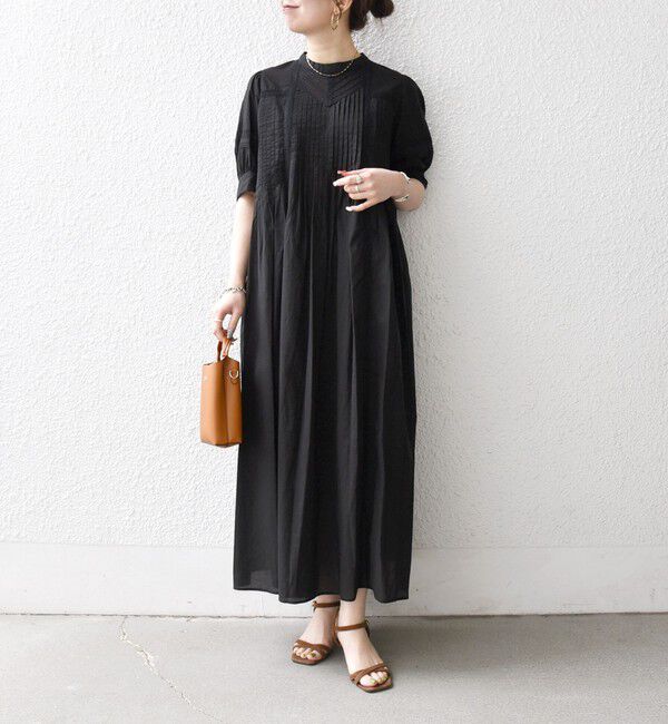 SHIPS any「《予約》SHIPS any:〈洗濯機可能〉キャンブリック レース ピンタック パフスリーブ ワンピース」|ワンピース|