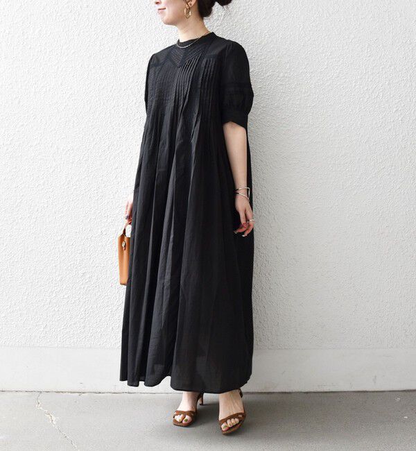 SHIPS any「《予約》SHIPS any:〈洗濯機可能〉キャンブリック レース ピンタック パフスリーブ ワンピース」|ワンピース|