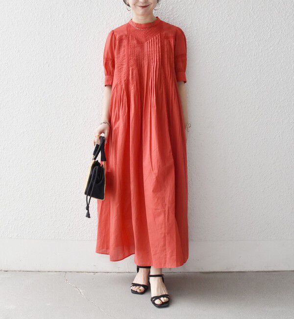 SHIPS any「《予約》SHIPS any:〈洗濯機可能〉キャンブリック レース ピンタック パフスリーブ ワンピース」|ワンピース|