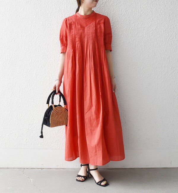 SHIPS any「《予約》SHIPS any:〈洗濯機可能〉キャンブリック レース ピンタック パフスリーブ ワンピース」|ワンピース|