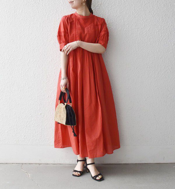 SHIPS any「《予約》SHIPS any:〈洗濯機可能〉キャンブリック レース ピンタック パフスリーブ ワンピース」|ワンピース|