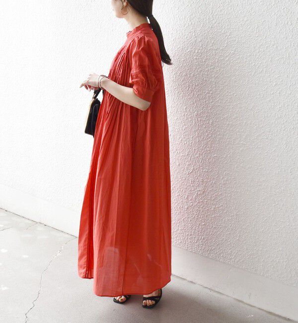 SHIPS any「《予約》SHIPS any:〈洗濯機可能〉キャンブリック レース ピンタック パフスリーブ ワンピース」|ワンピース|