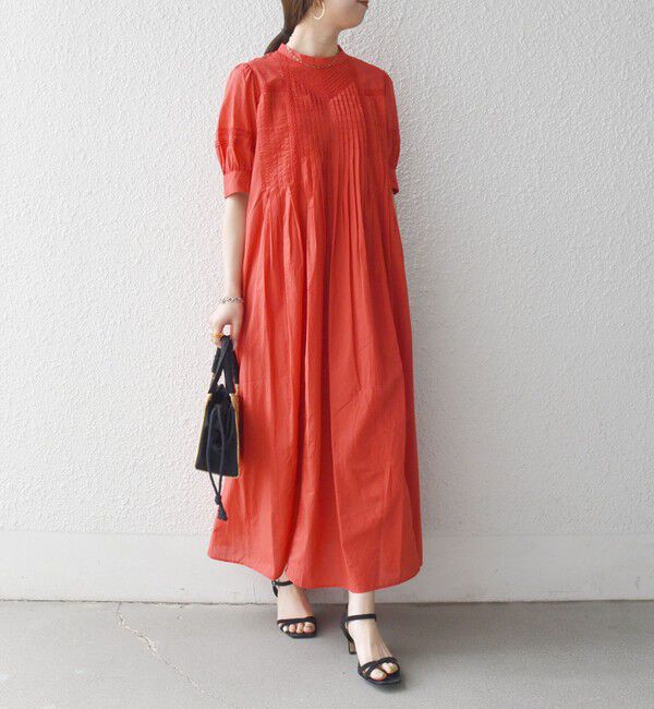 SHIPS any「《予約》SHIPS any:〈洗濯機可能〉キャンブリック レース ピンタック パフスリーブ ワンピース」|ワンピース|