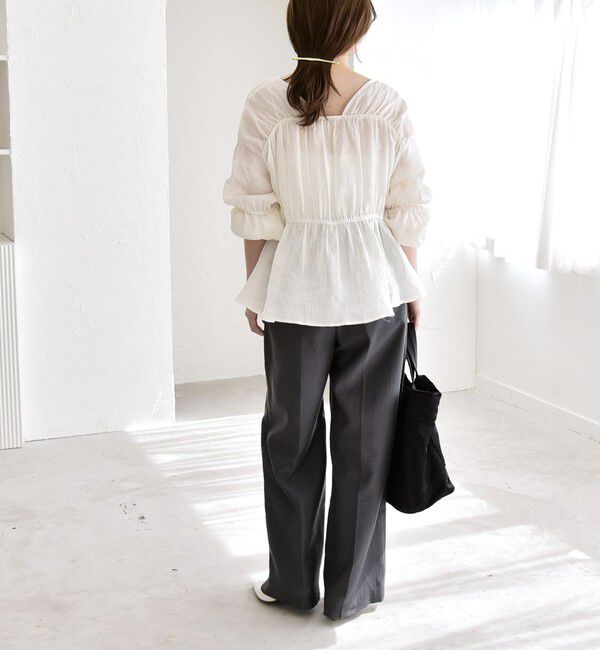 quaranciel「quaranciel:〈手洗い可能〉ラミー ギャザー リボン ティアード ブラウス」|シャツ・ブラウス|