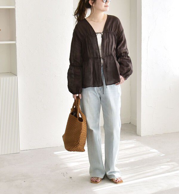 quaranciel「quaranciel:〈手洗い可能〉ラミー ギャザー リボン ティアード ブラウス」|シャツ・ブラウス|