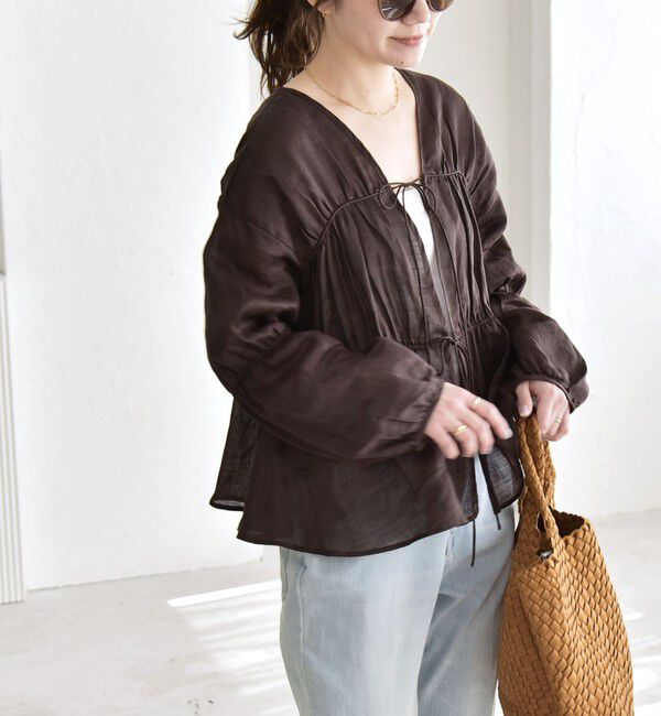 quaranciel「quaranciel:〈手洗い可能〉ラミー ギャザー リボン ティアード ブラウス」|シャツ・ブラウス|