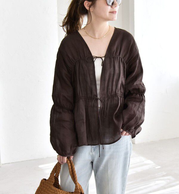 quaranciel「quaranciel:〈手洗い可能〉ラミー ギャザー リボン ティアード ブラウス」|シャツ・ブラウス|