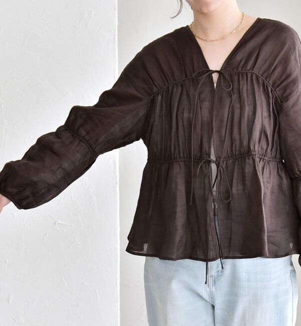 quaranciel「quaranciel:〈手洗い可能〉ラミー ギャザー リボン ティアード ブラウス」|シャツ・ブラウス|