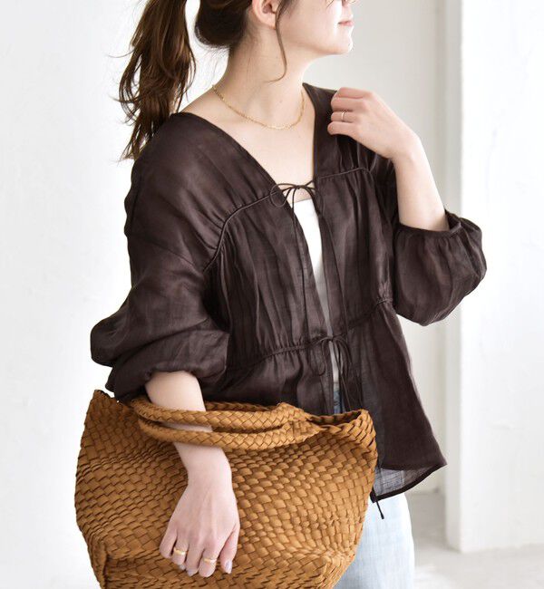 quaranciel「quaranciel:〈手洗い可能〉ラミー ギャザー リボン ティアード ブラウス」|シャツ・ブラウス|